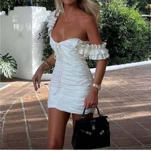 BNWOT Zara women’s DRAPED LINEN BLEND DRESS size  S,M - Picture 2 of 9